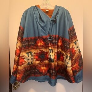 Blue and Multicolor Women's Cape